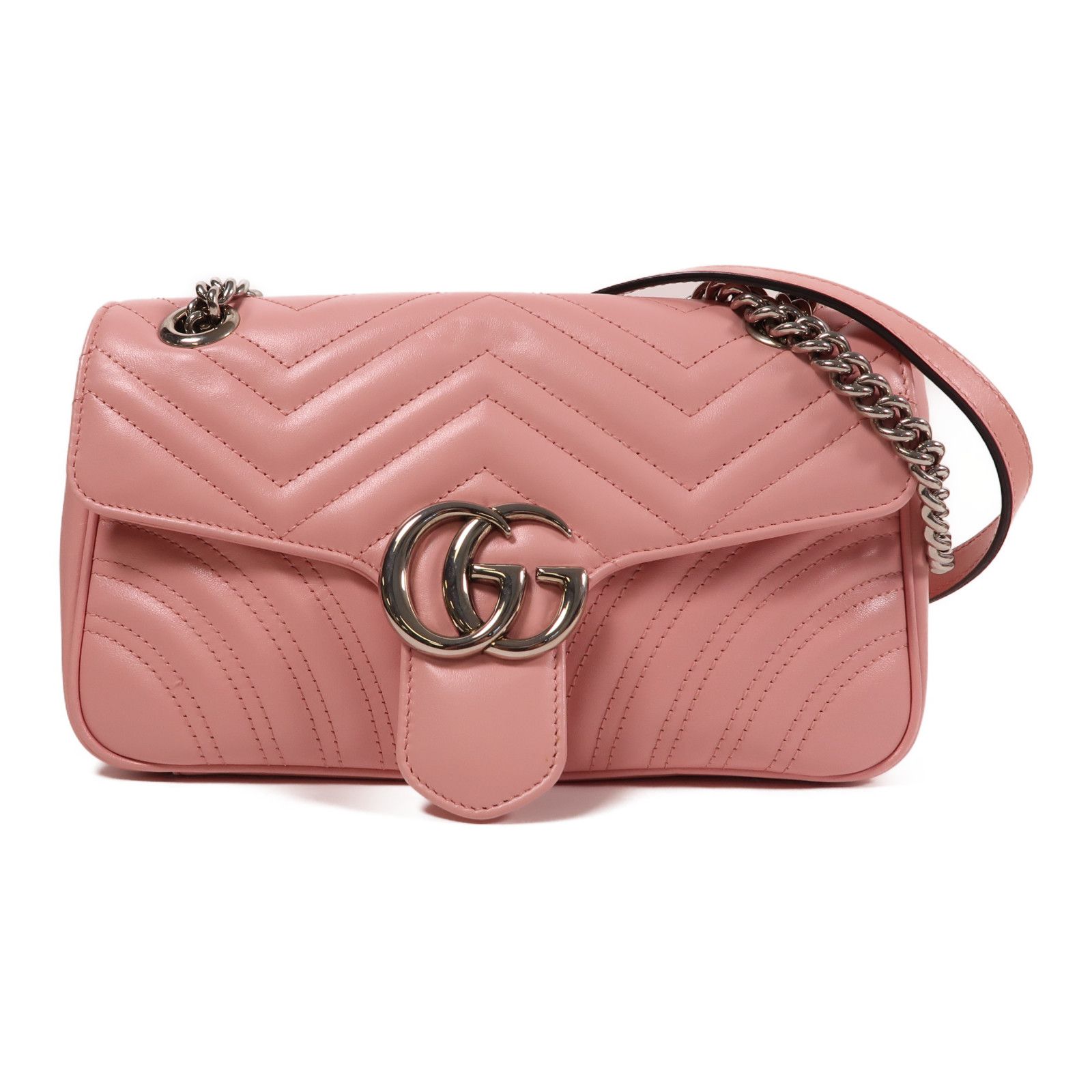 Bolso de hombro GG Marmont pequeño de piel de becerro rosa matelasse de segunda mano