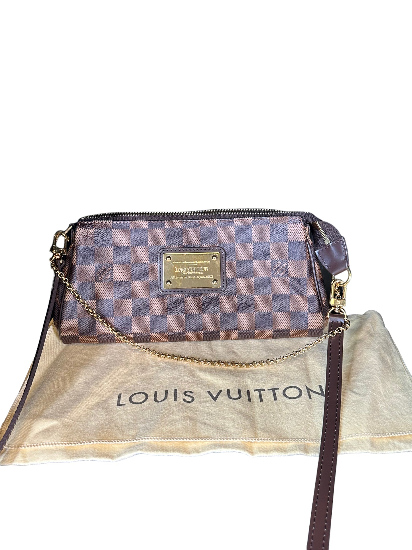 LOUIS VUITTON - Damier Ebene Canvas Eva Pochette – thevintagecaffe