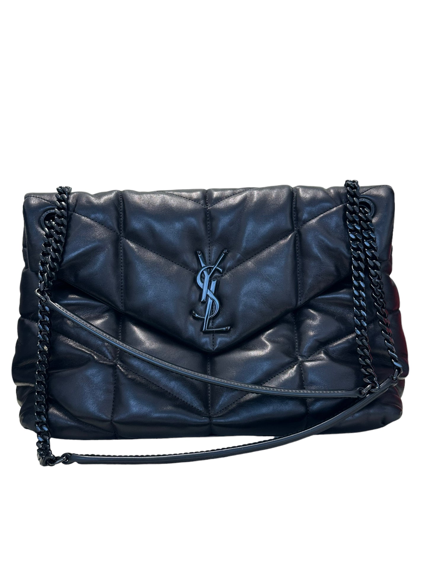 SAINT LAURENT - Black Quilted Leather Medium Loulou Puffer Bag