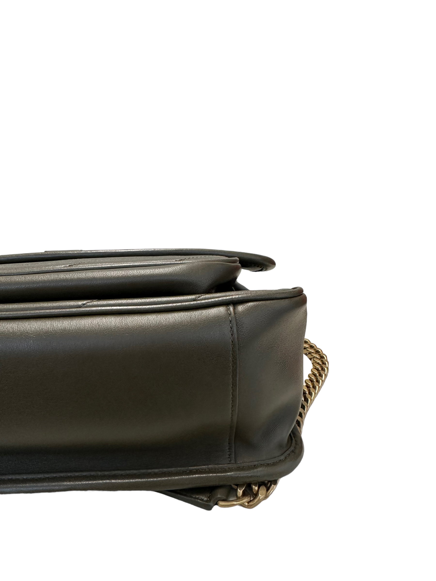 SAINT LAURENT - Khaki Leather Medium Niki