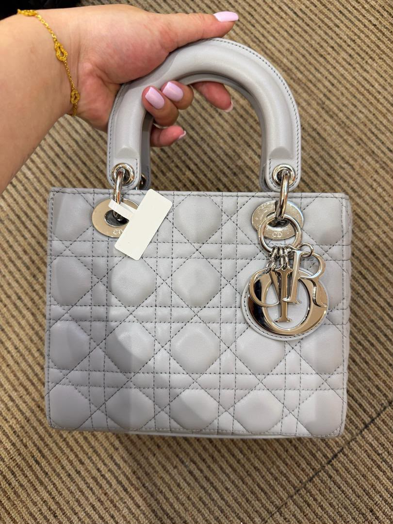 PRE-OWNED Lady Dior small grey leather Shoulder Bag - PART 1