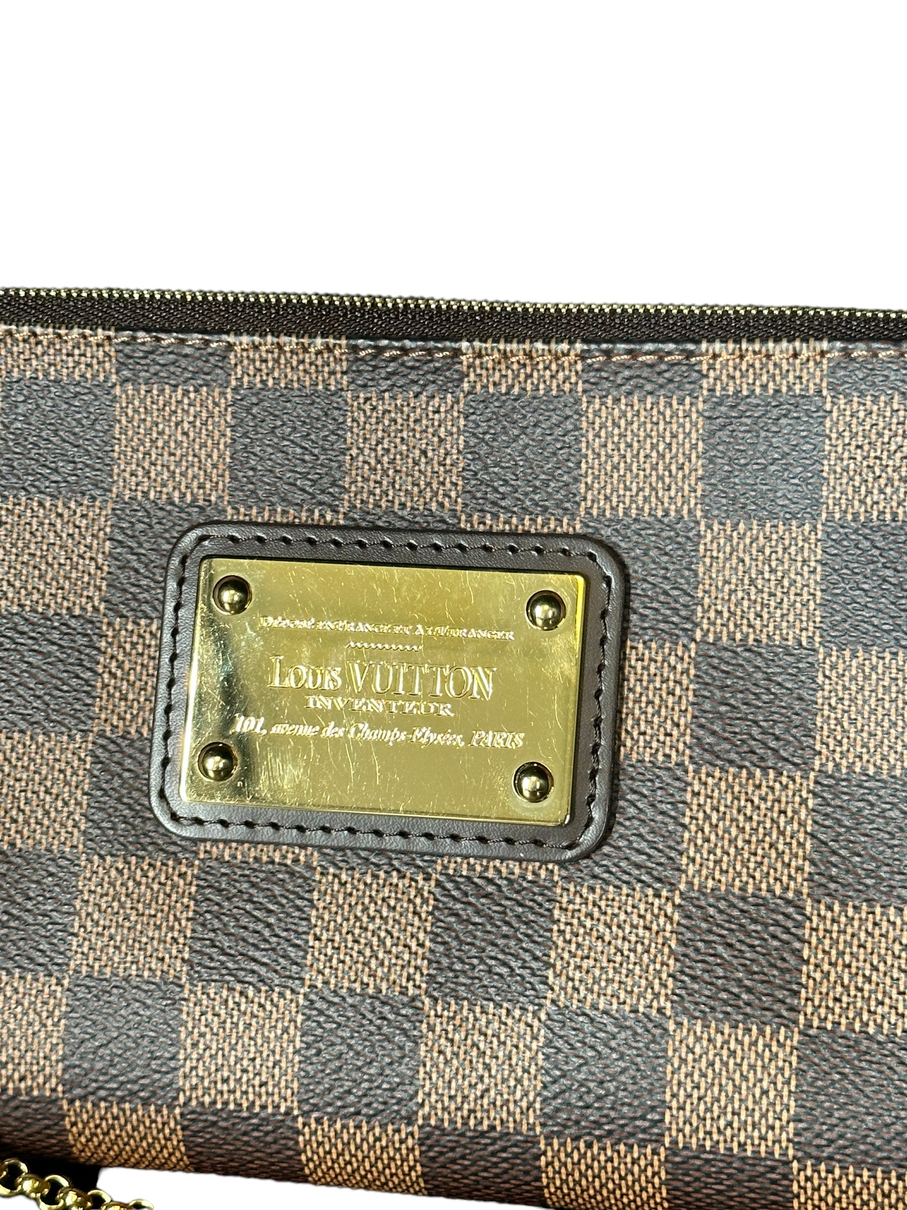 Louis Vuitton Pochette Eva in Damier Ebene Canvas and Leather