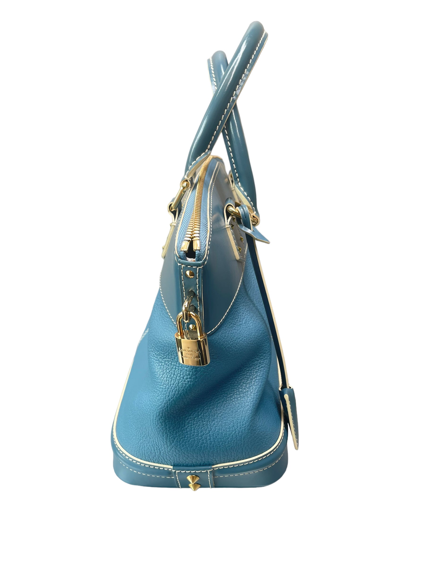 LOUIS VUITTON-Blue Suhali Leather Lockit MM Bag