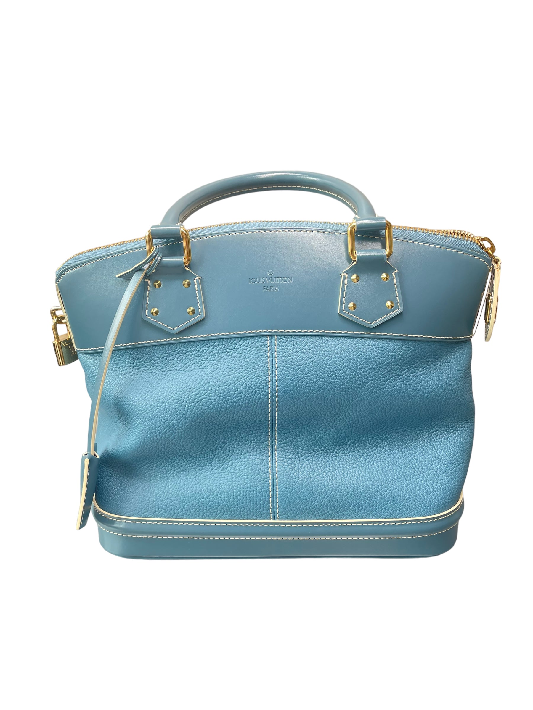LOUIS VUITTON-Blue Suhali Leather Lockit MM Bag