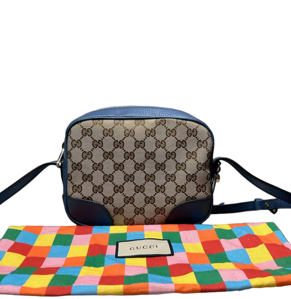 GUCCI - Bolso bandolera Bree Disco de lona azul