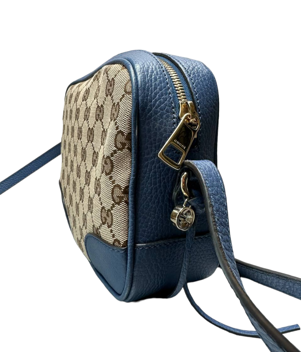 GUCCI - Bolso bandolera Bree Disco de lona azul
