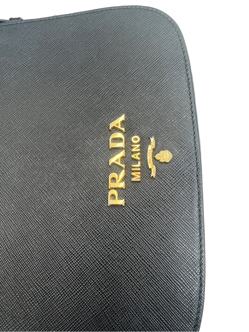 PRADA - Logo Shoulder Bag Black Leather