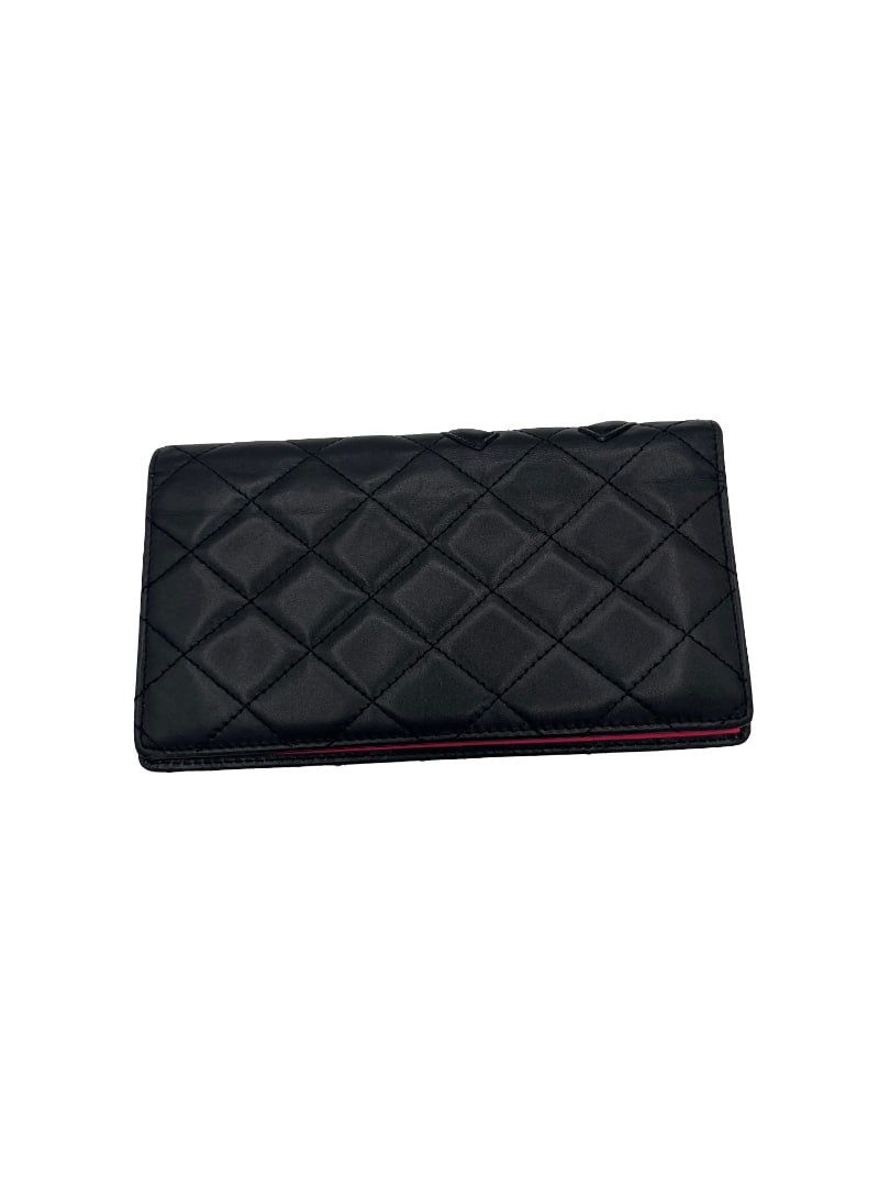 CHANEL - Cambon Line Long Wallet Black Lambskin Patent Leather