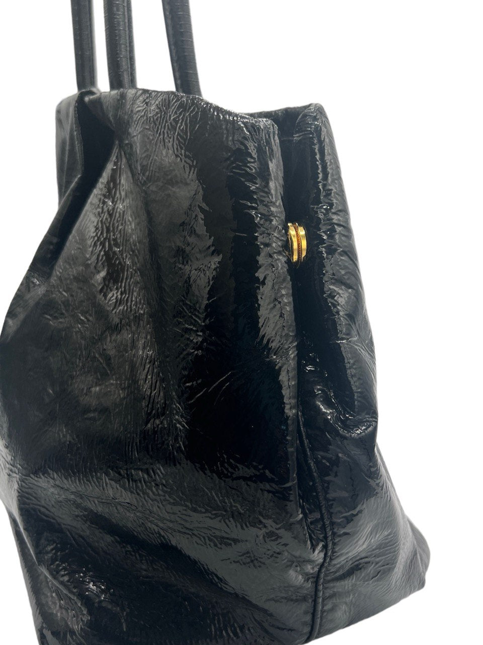 PRADA - Black Patent Leather Tote Bag