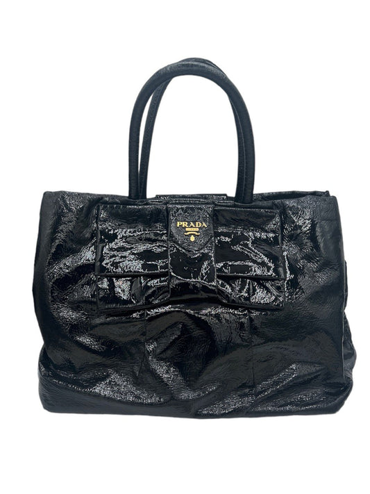 PRADA - Black Patent Leather Tote Bag