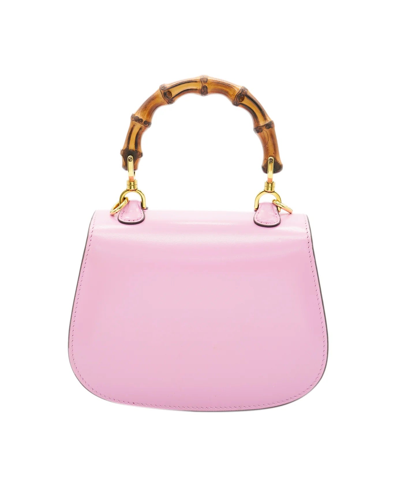 GUCCI - Pink Boarded Dyana Lux Calfskin Web Mini Bamboo 1947 Top Handle Bag