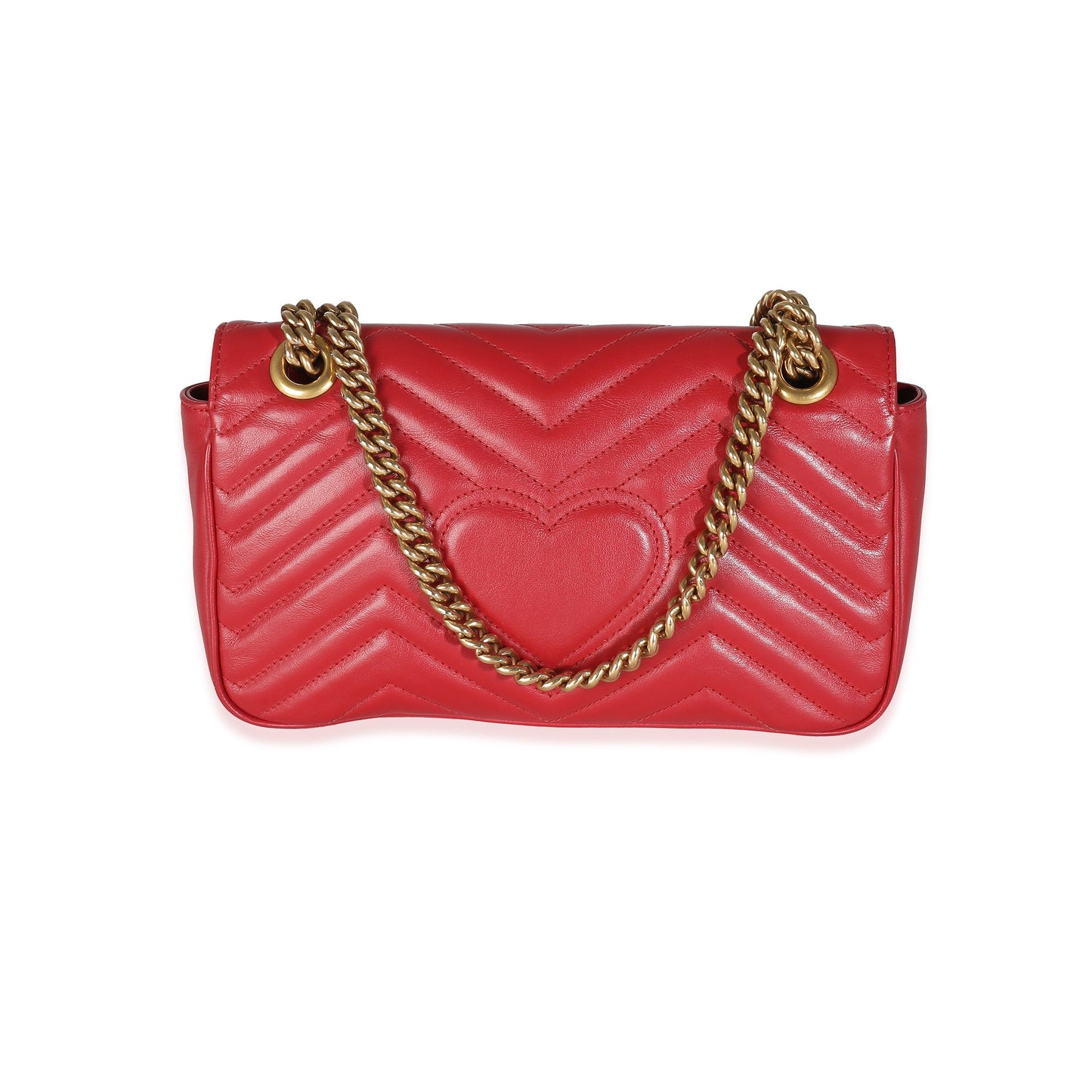 GUCCI - Red Matelasse Calfskin Small GG Marmont Bag
