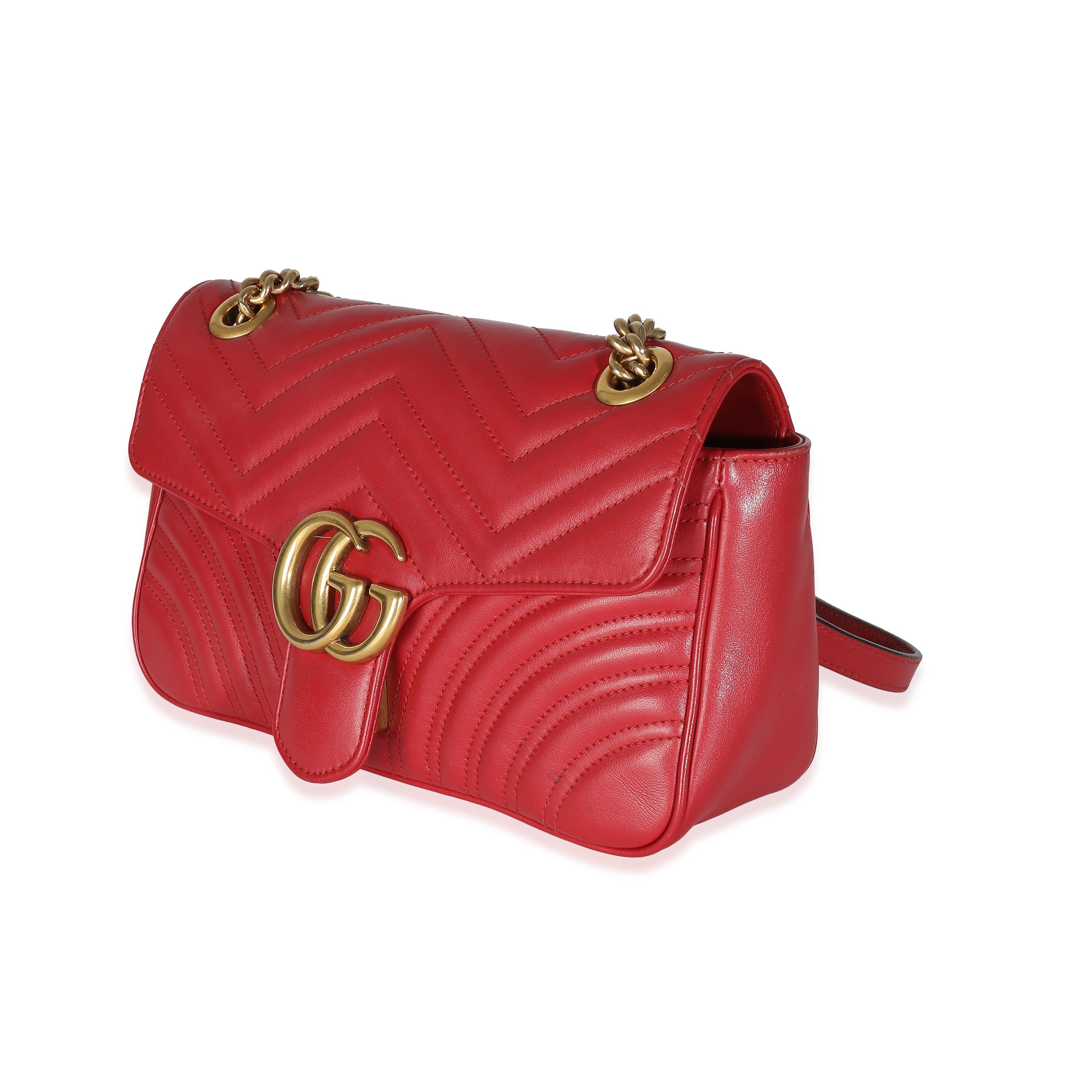 GUCCI - Bolso pequeño GG Marmont de piel de becerro matelasse roja