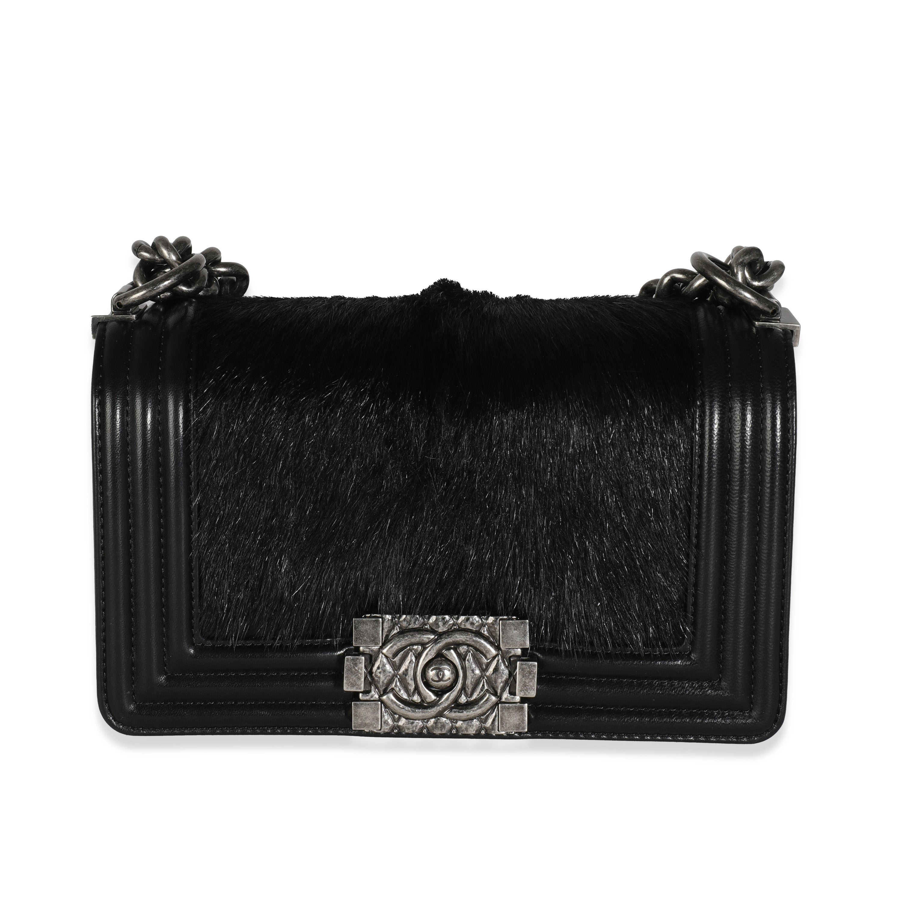 Bolso pequeño para niño CC 13A de piel de cordero de pelo de cabra negro de segunda mano (PARTE 1)