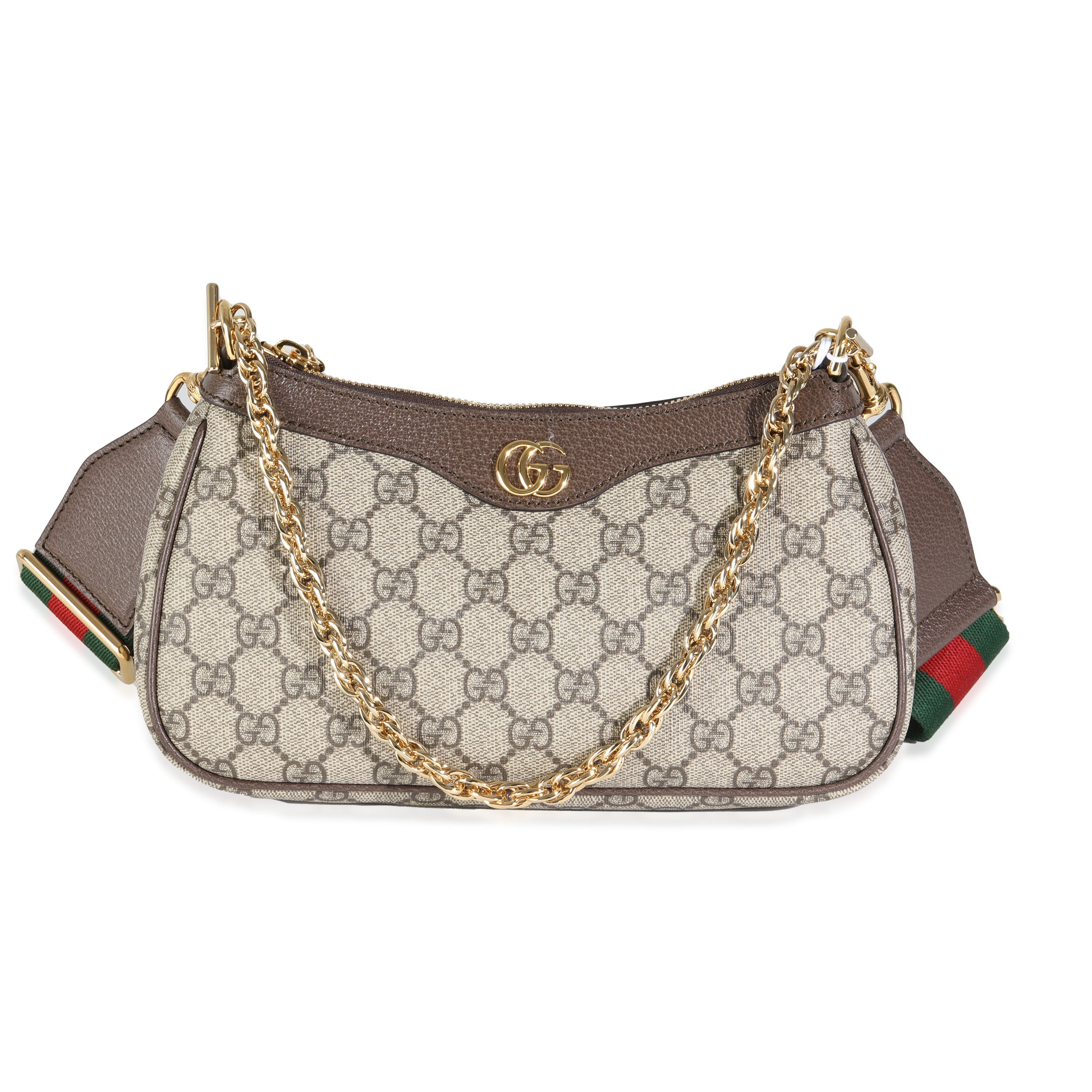 Bolso de hombro Ophidia pequeño de lona GG Supreme beige de segunda mano