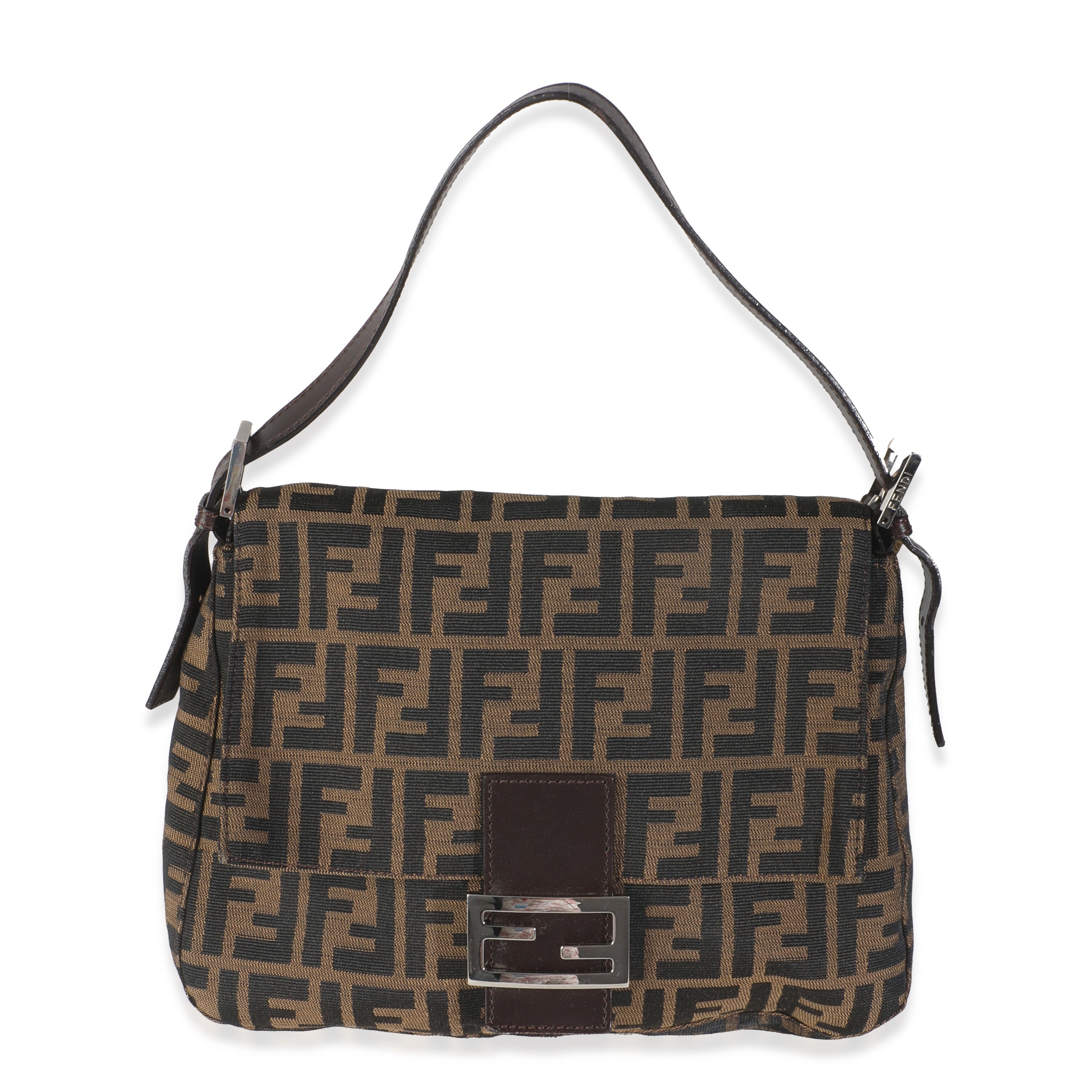PRE-OWNED FF Brown Zucca Canvas Mama Baguette Shoulder Bag