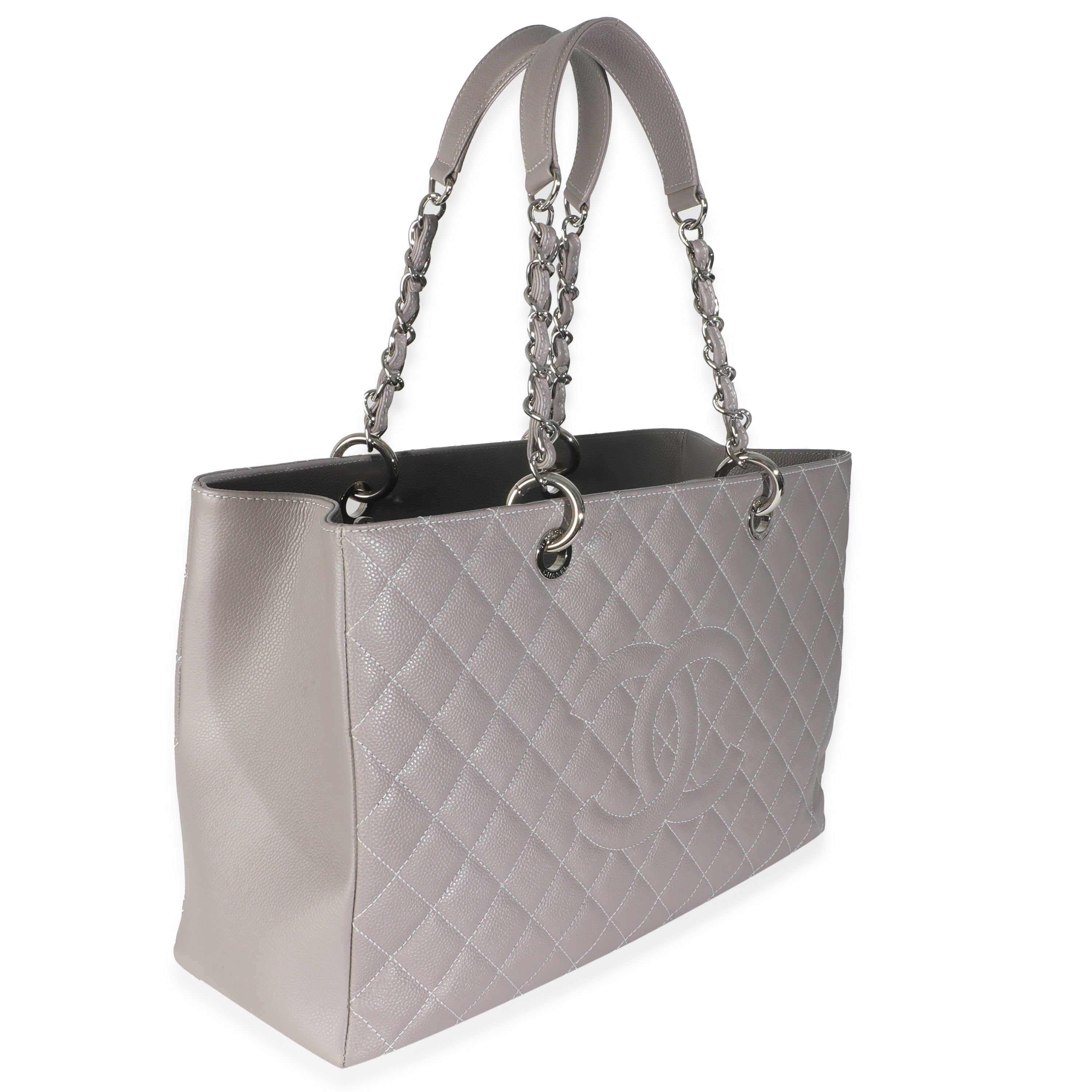 Bolso de compras CC 12A acolchado gris Caviar XL Grand de segunda mano