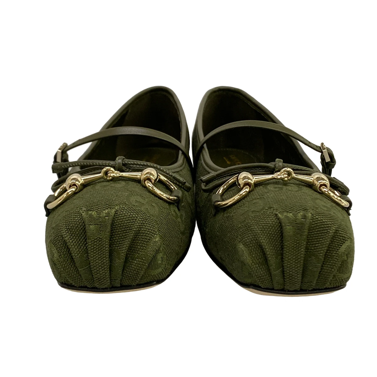 PRE-OWNED GG Canvas Mary Jane Flats