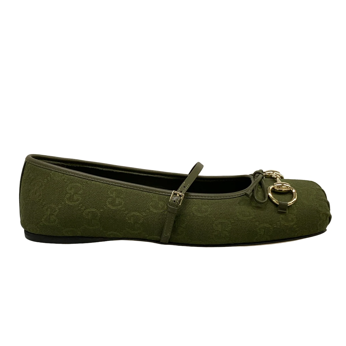 PRE-OWNED GG Canvas Mary Jane Flats