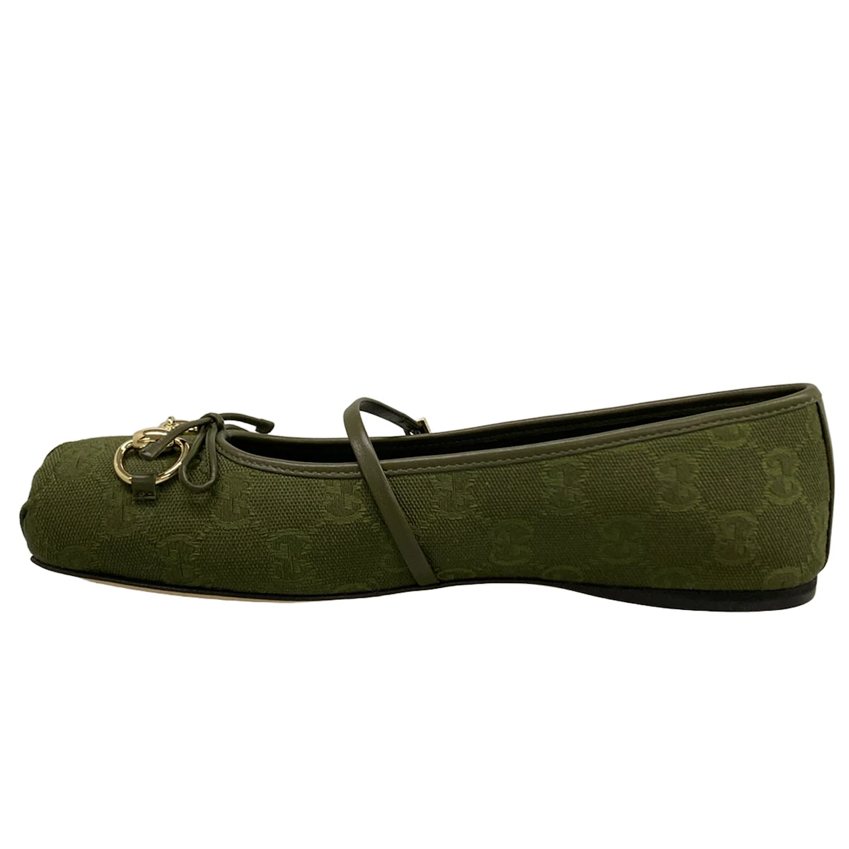 PRE-OWNED GG Canvas Mary Jane Flats
