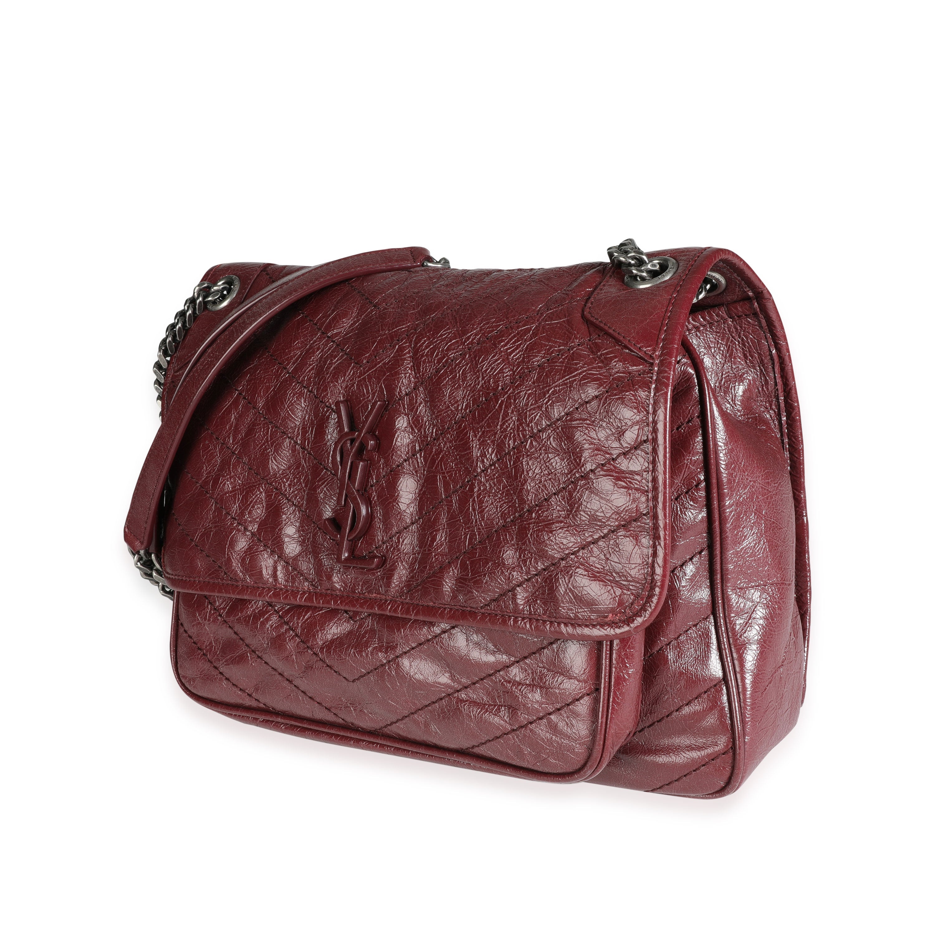 SAINT LAURENT - Rouge Legion Matelassé Leather Large Niki Bag