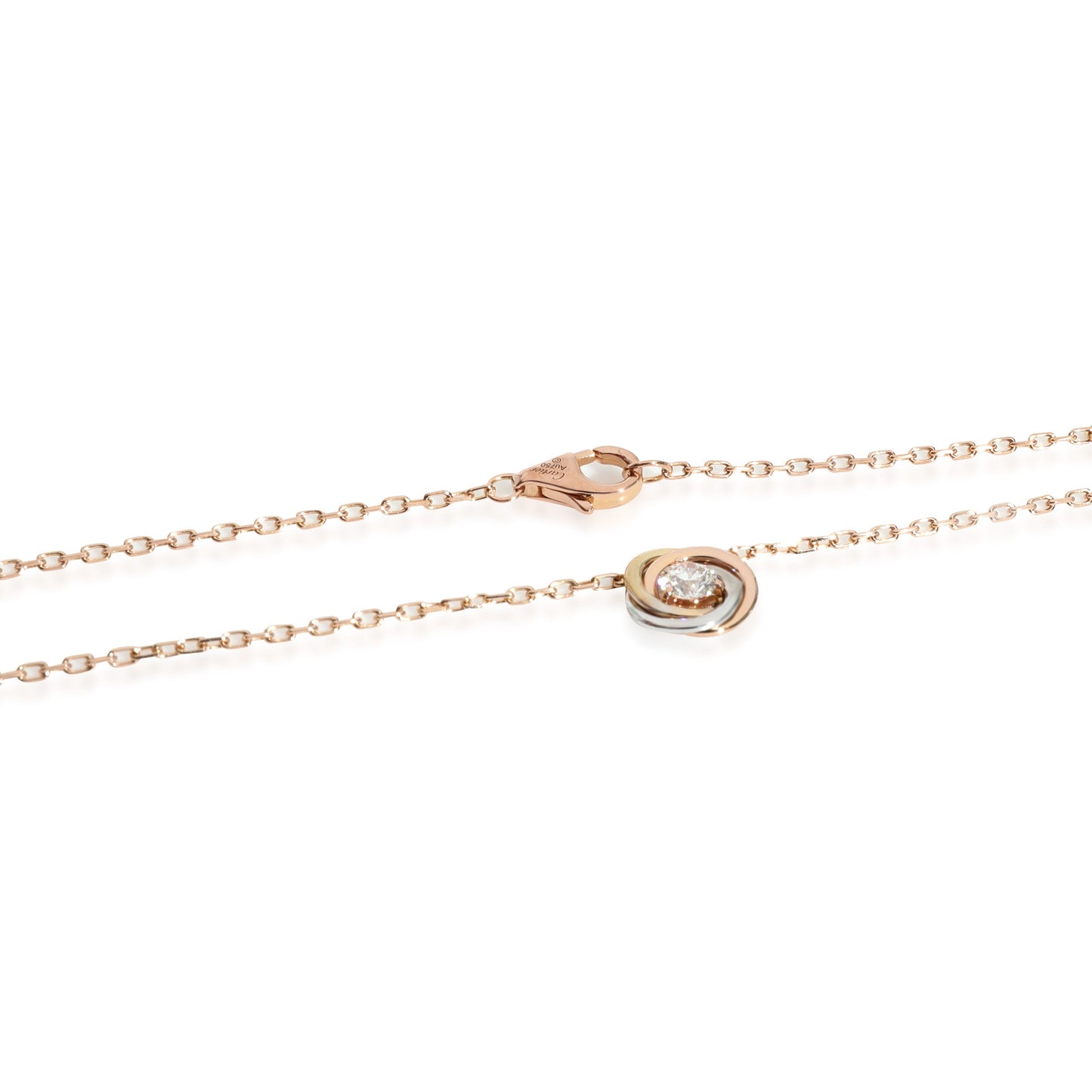CARTIER - Trinity Diamond Necklace in 18k 3 Tone Gold 0.18 CTW