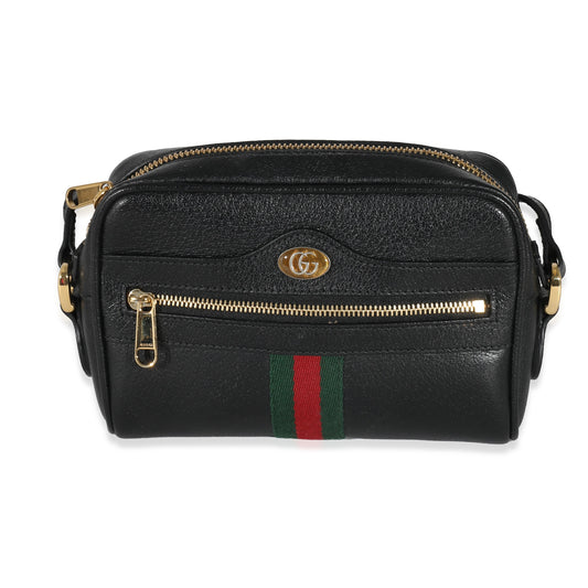 GUCCI - Black Leather Mini Web Ophidia Bag