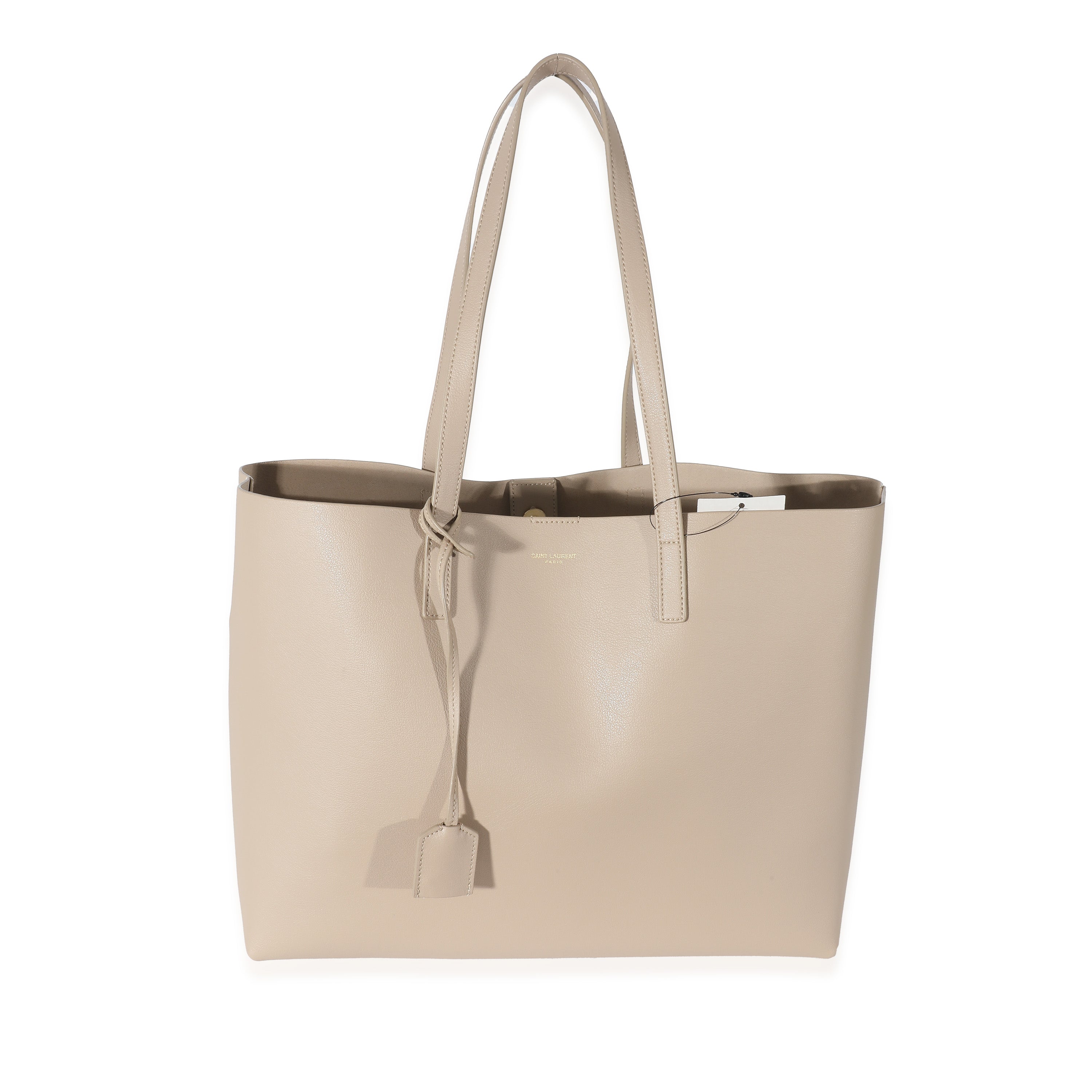 SAINT LAURENT - Dark Beige Supple Leather East West Shopping Tote