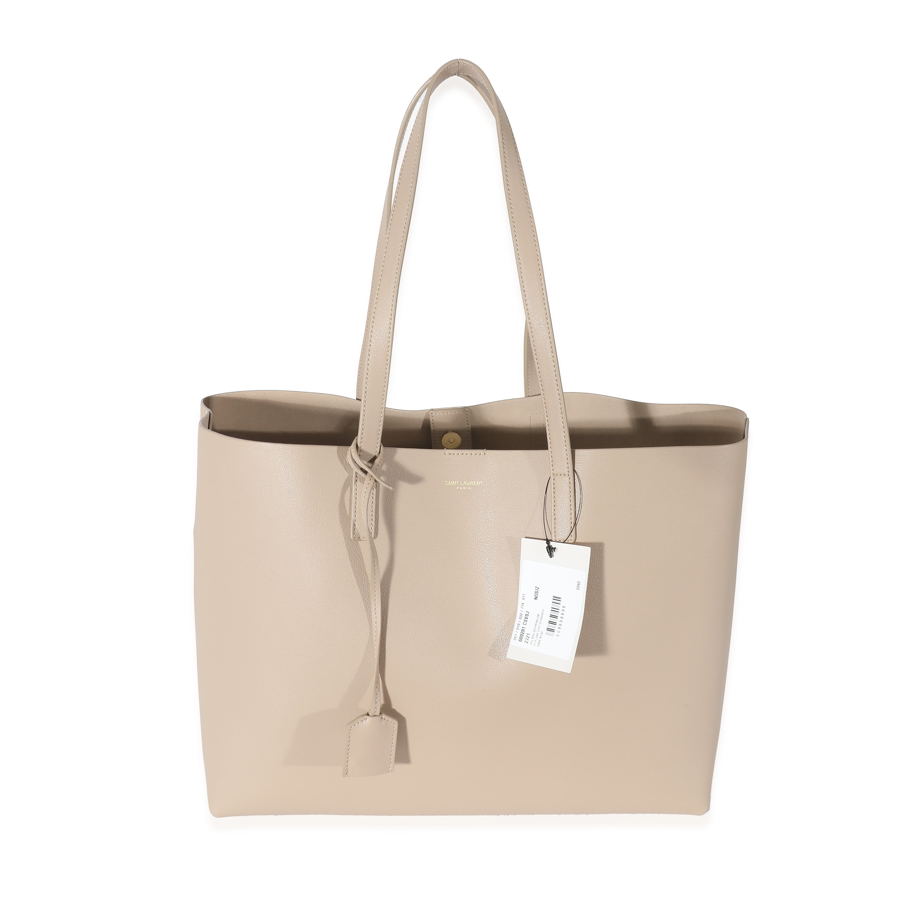 SAINT LAURENT - Dark Beige Supple Leather East West Shopping Tote