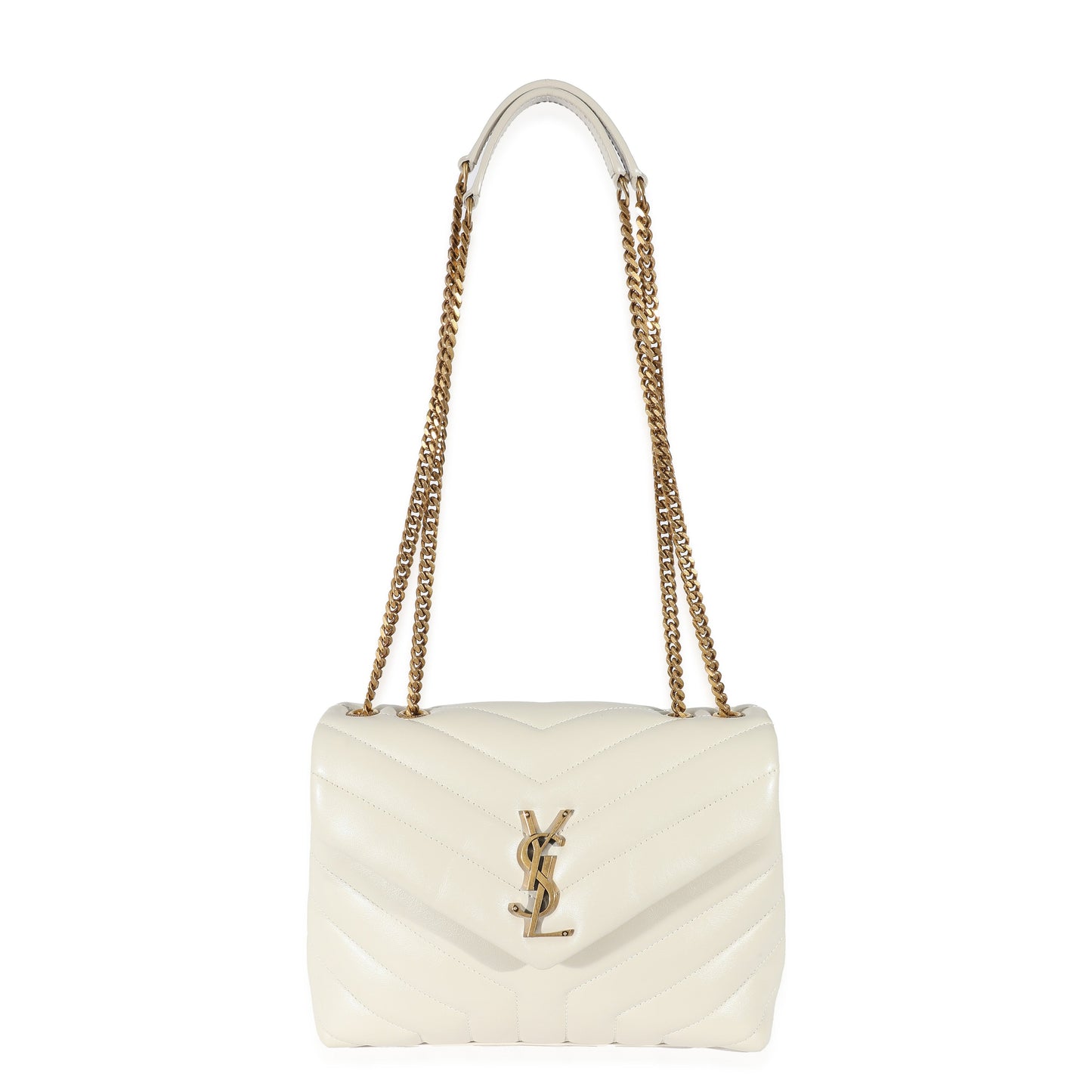 SAINT LAURENT - Ivory Quilted Calfskin Small Loulou Bag