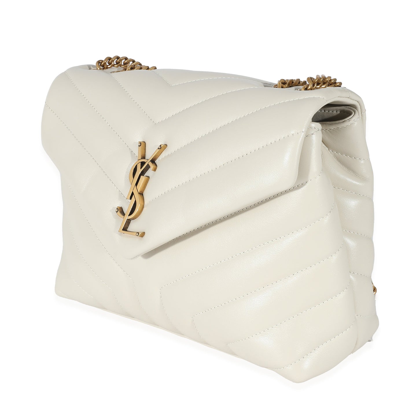 SAINT LAURENT - Ivory Quilted Calfskin Small Loulou Bag