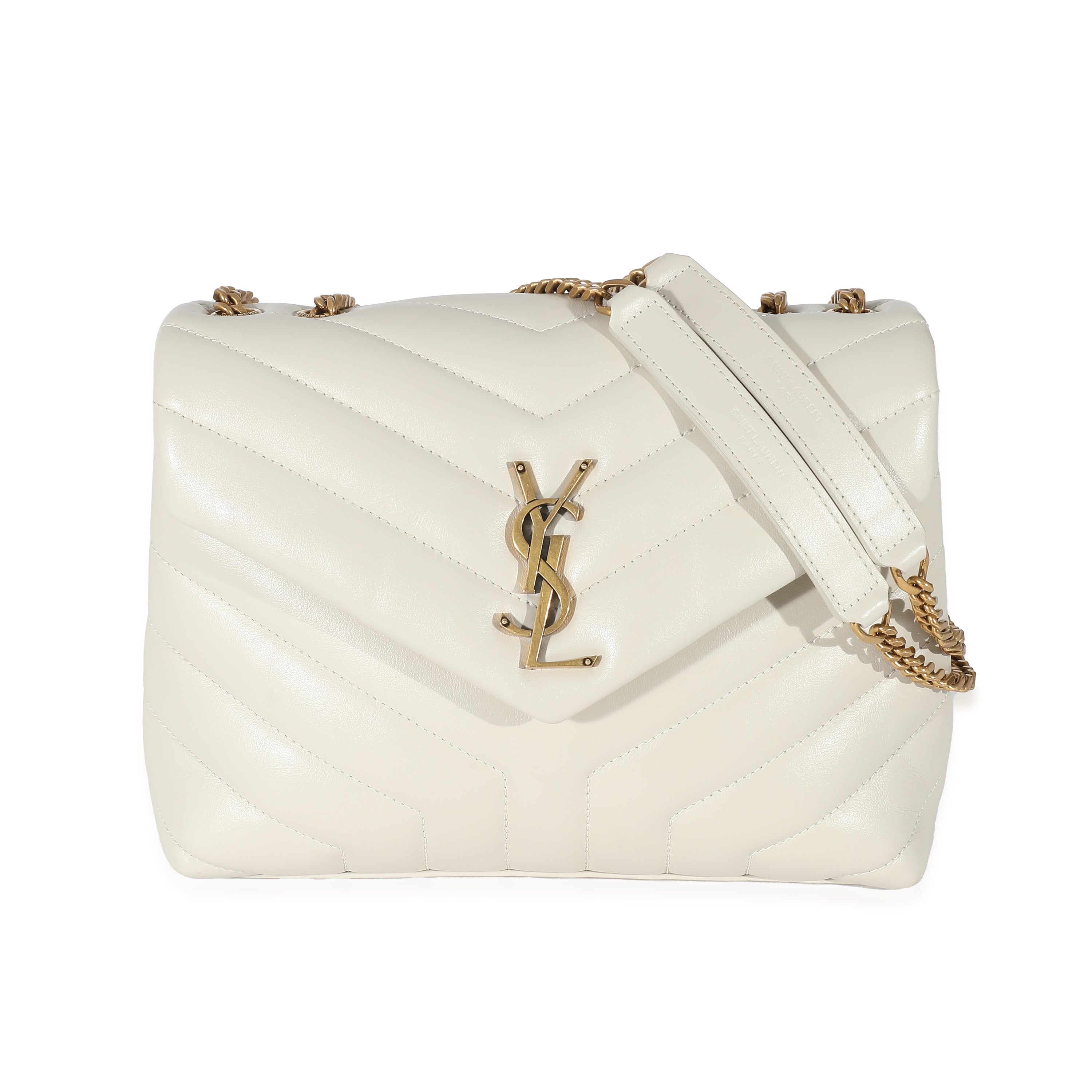 SAINT LAURENT - Ivory Quilted Calfskin Small Loulou Bag
