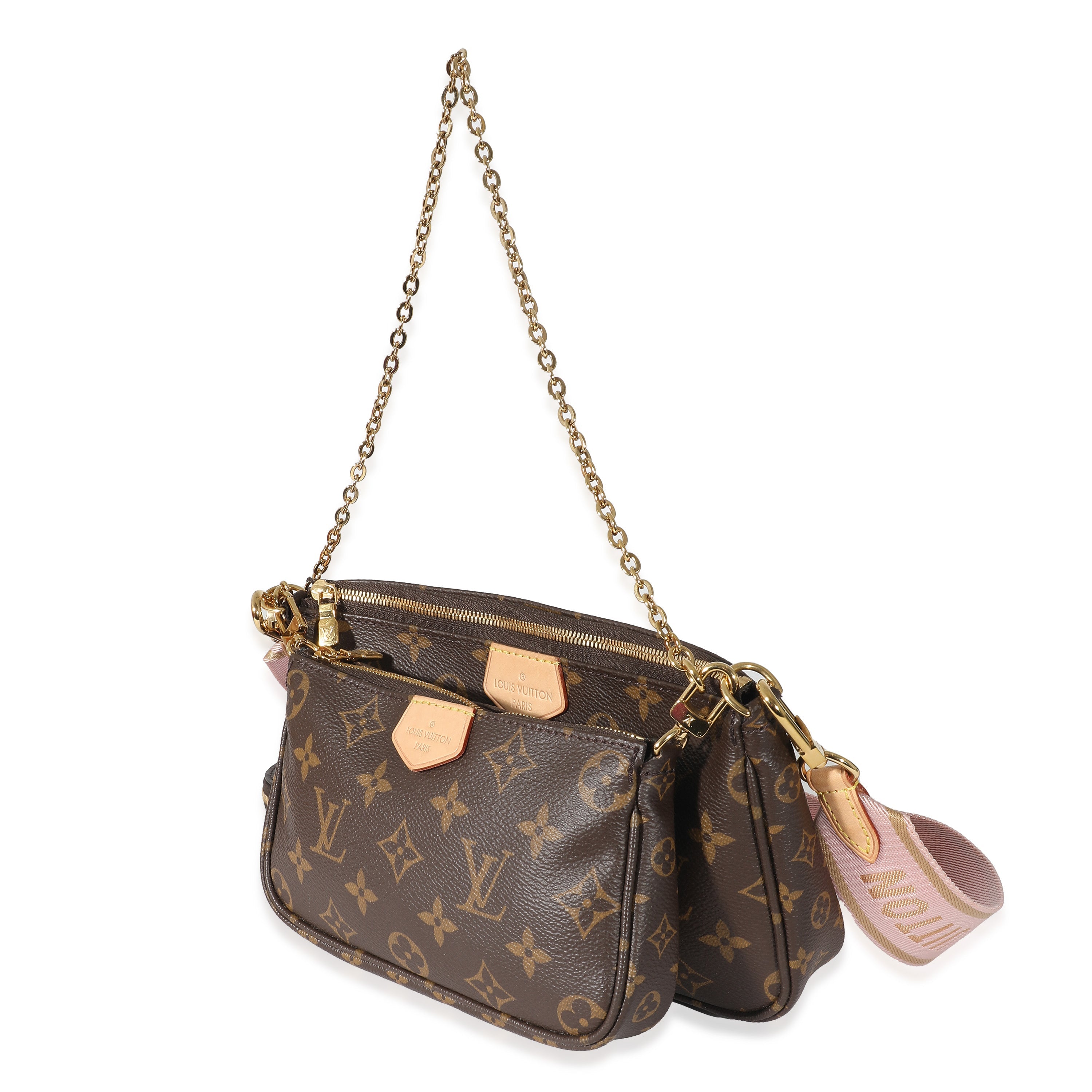 LOUIS VUITTON- Rose Clair Monogram Canvas Multi Pochette Accessoires