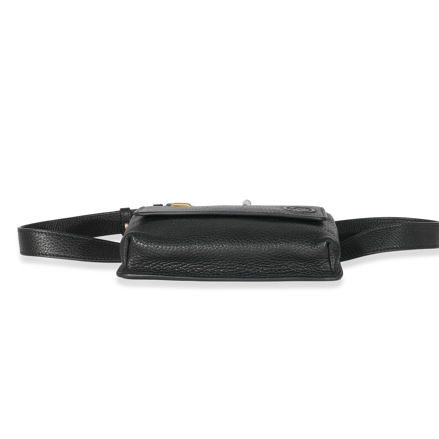 GUCCI - Black Pebbled Calfskin Soho Flap Belt Bag
