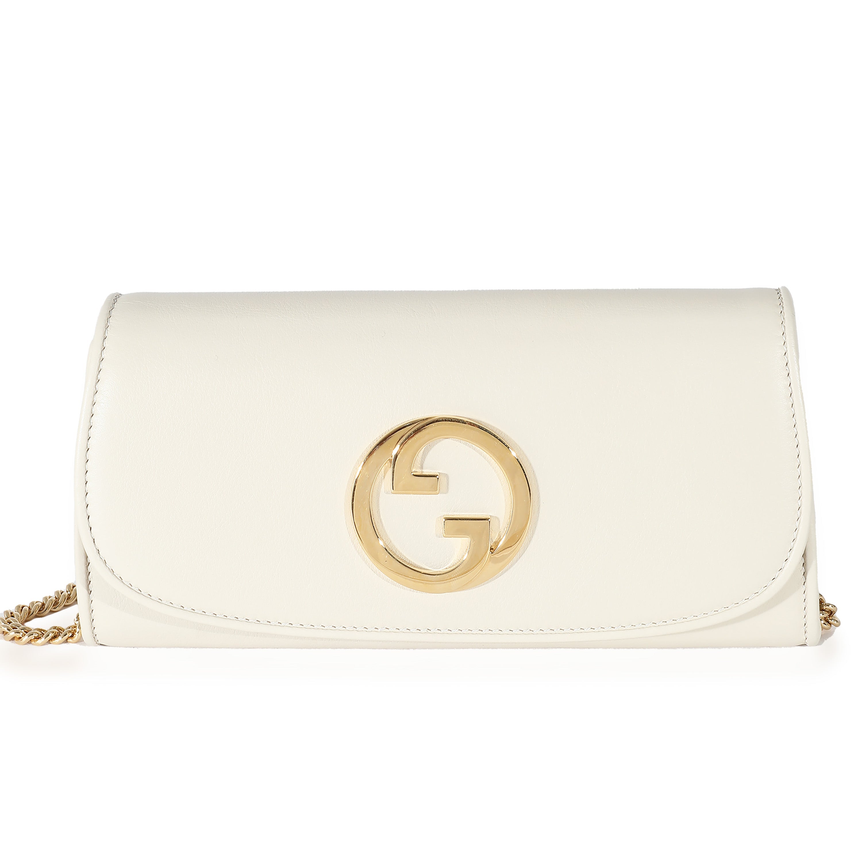 GUCCI - Cartera con cadena continental Blondie de piel blanca