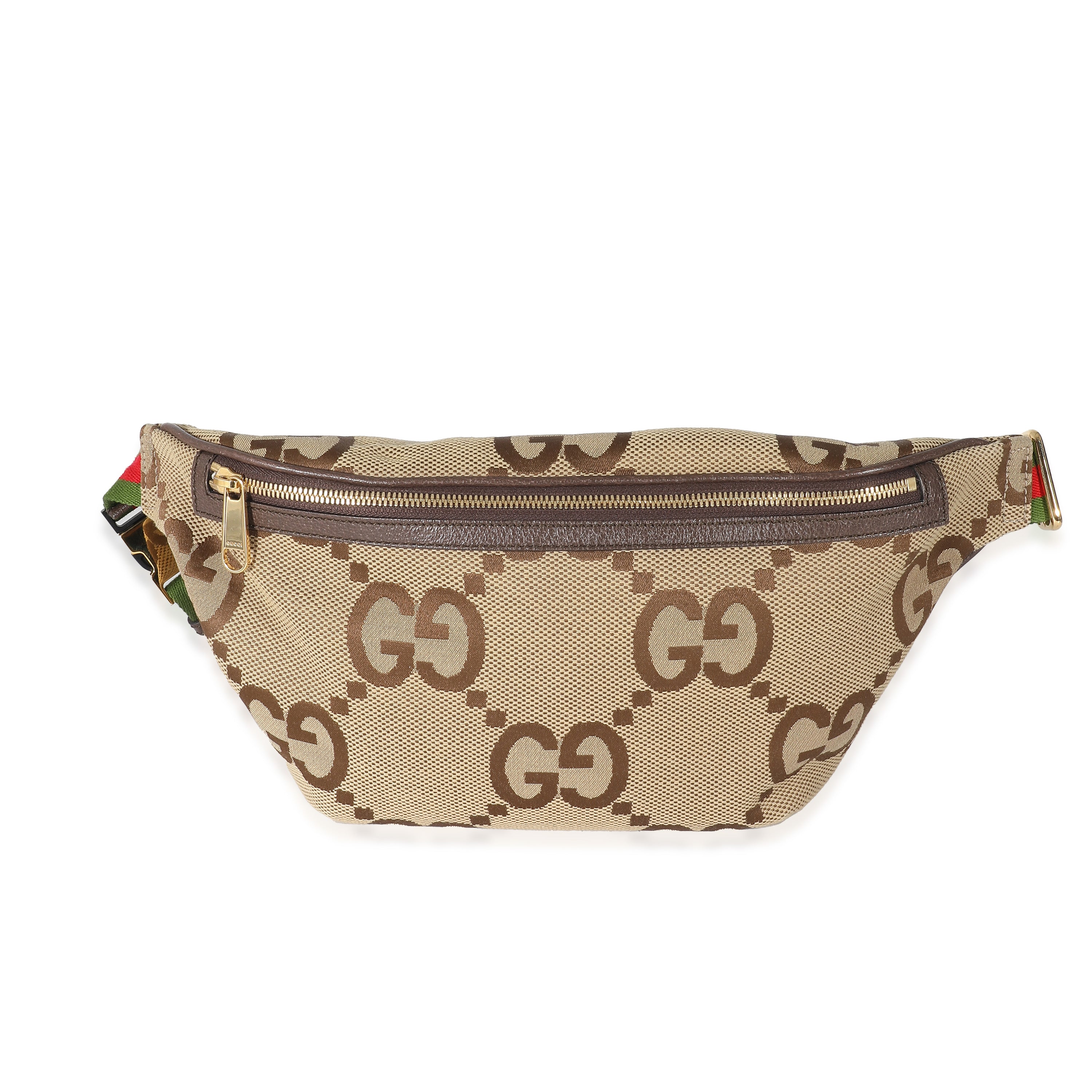 GUCCI - Bolso de mano con cinturón GG de lona color camello y ébano 