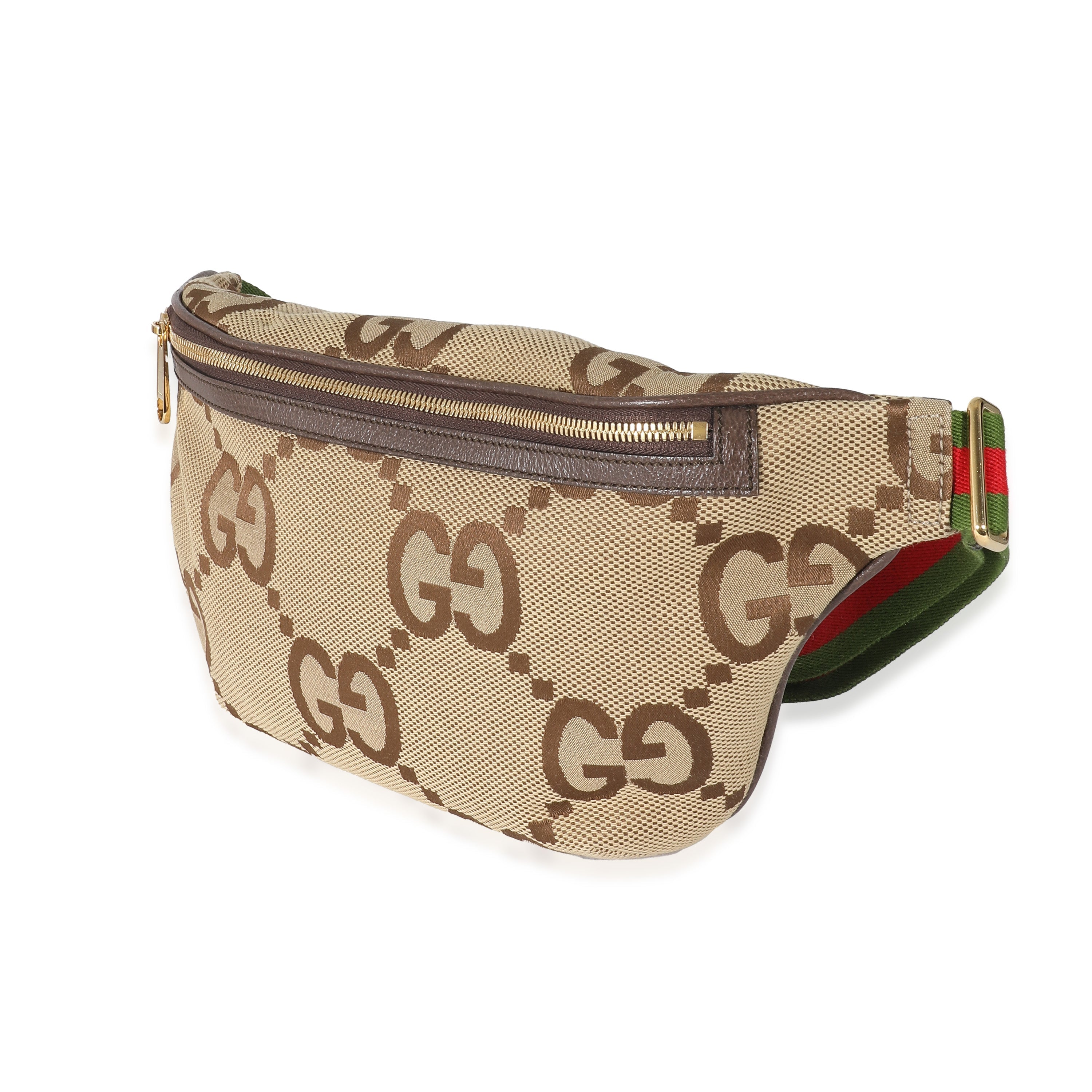 GUCCI - Bolso de mano con cinturón GG de lona color camello y ébano 