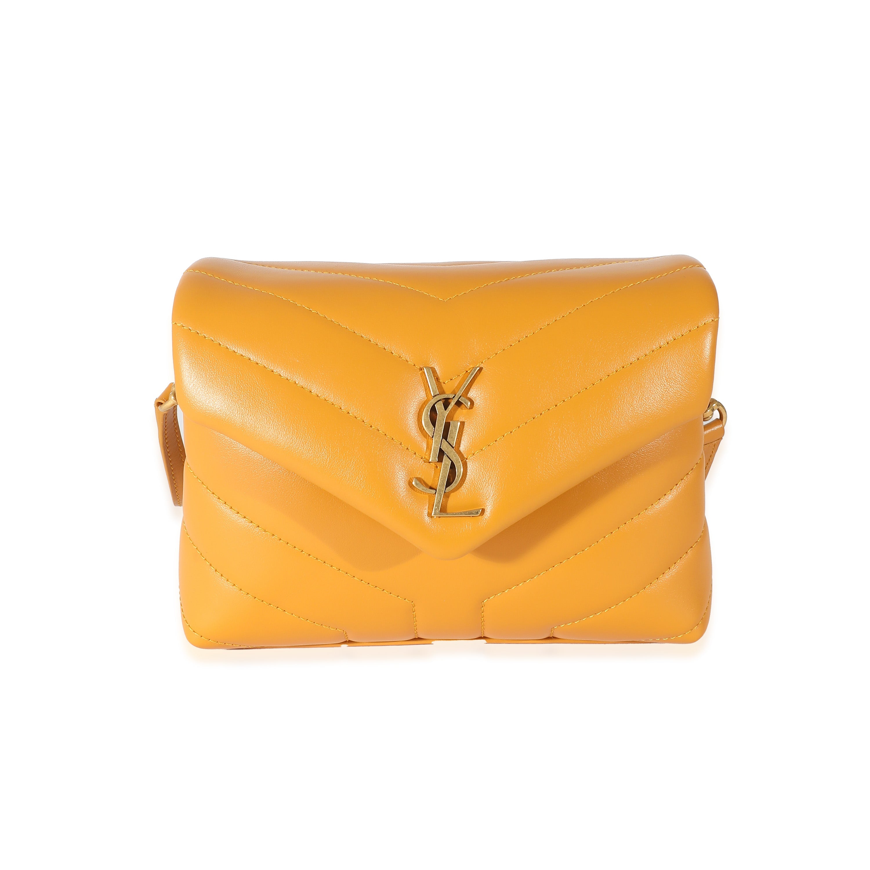 SAINT LAURENT - Cheddar Quilted Calfskin Y Quilted Monogram Toy Loulou