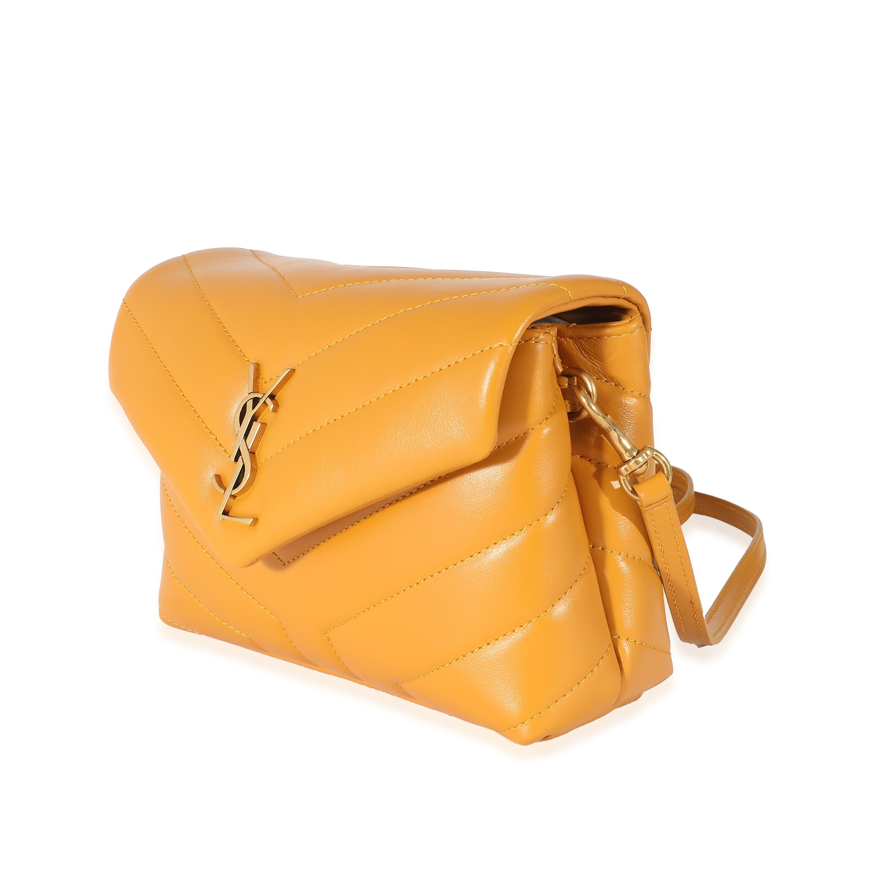 SAINT LAURENT - Cheddar Quilted Calfskin Y Quilted Monogram Toy Loulou