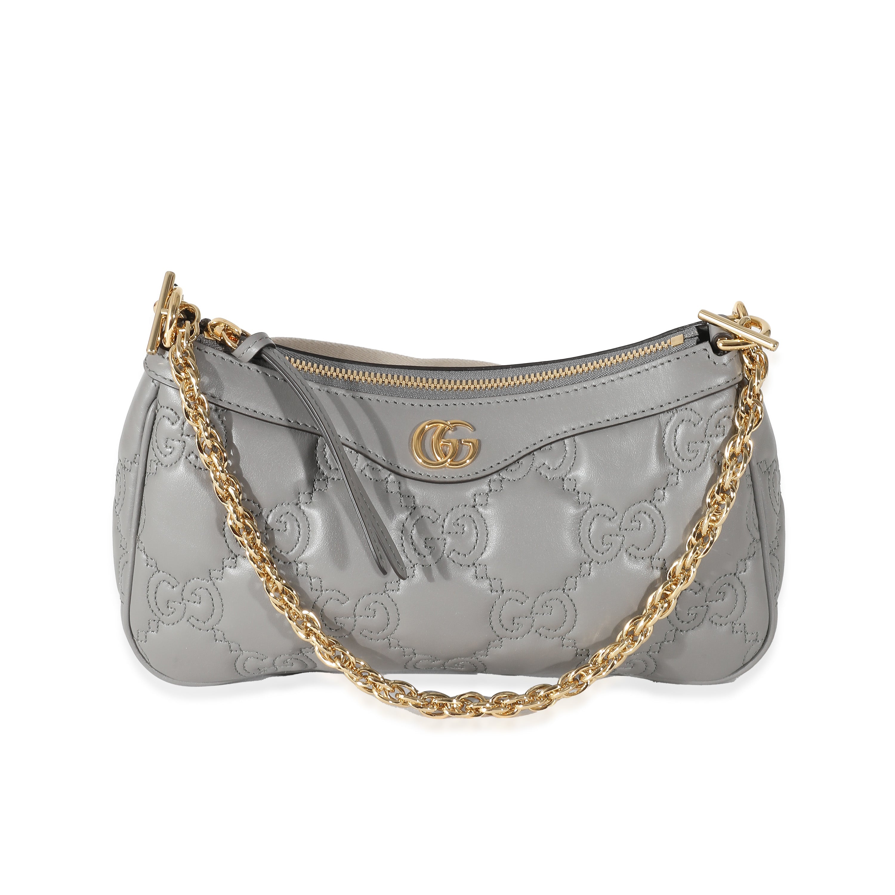 GUCCI - Bolso de hombro GG Matelasse de piel gris