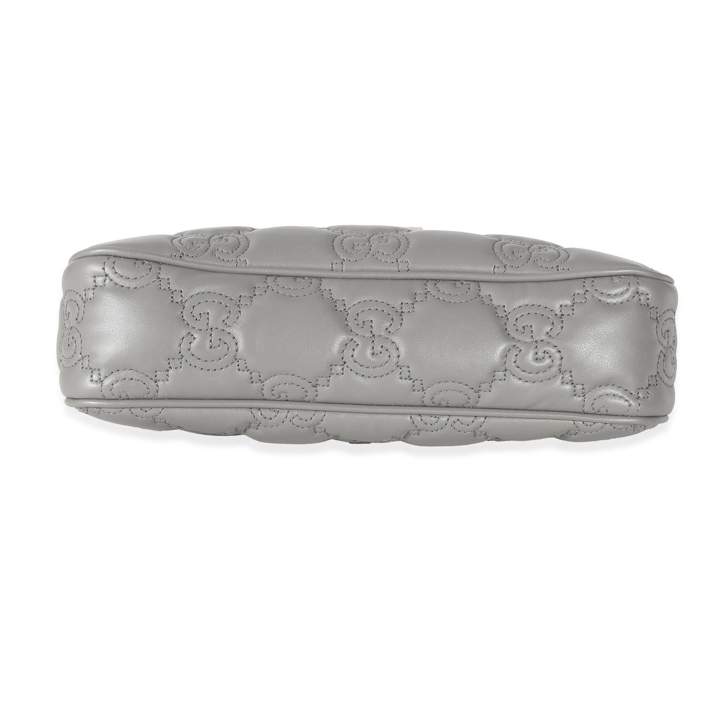GUCCI - Grey Leather GG Matelasse Shoulder Bag