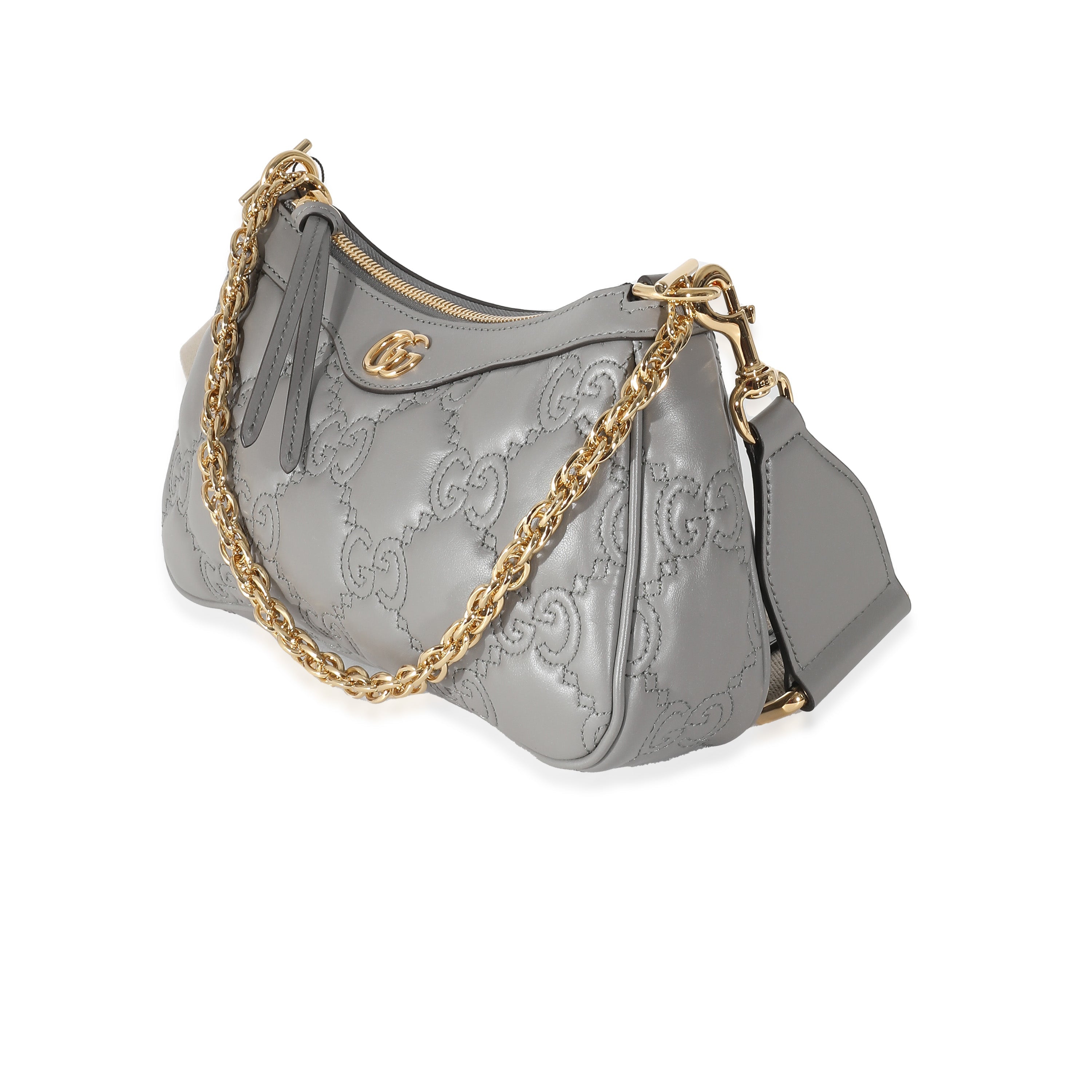 GUCCI - Bolso de hombro GG Matelasse de piel gris