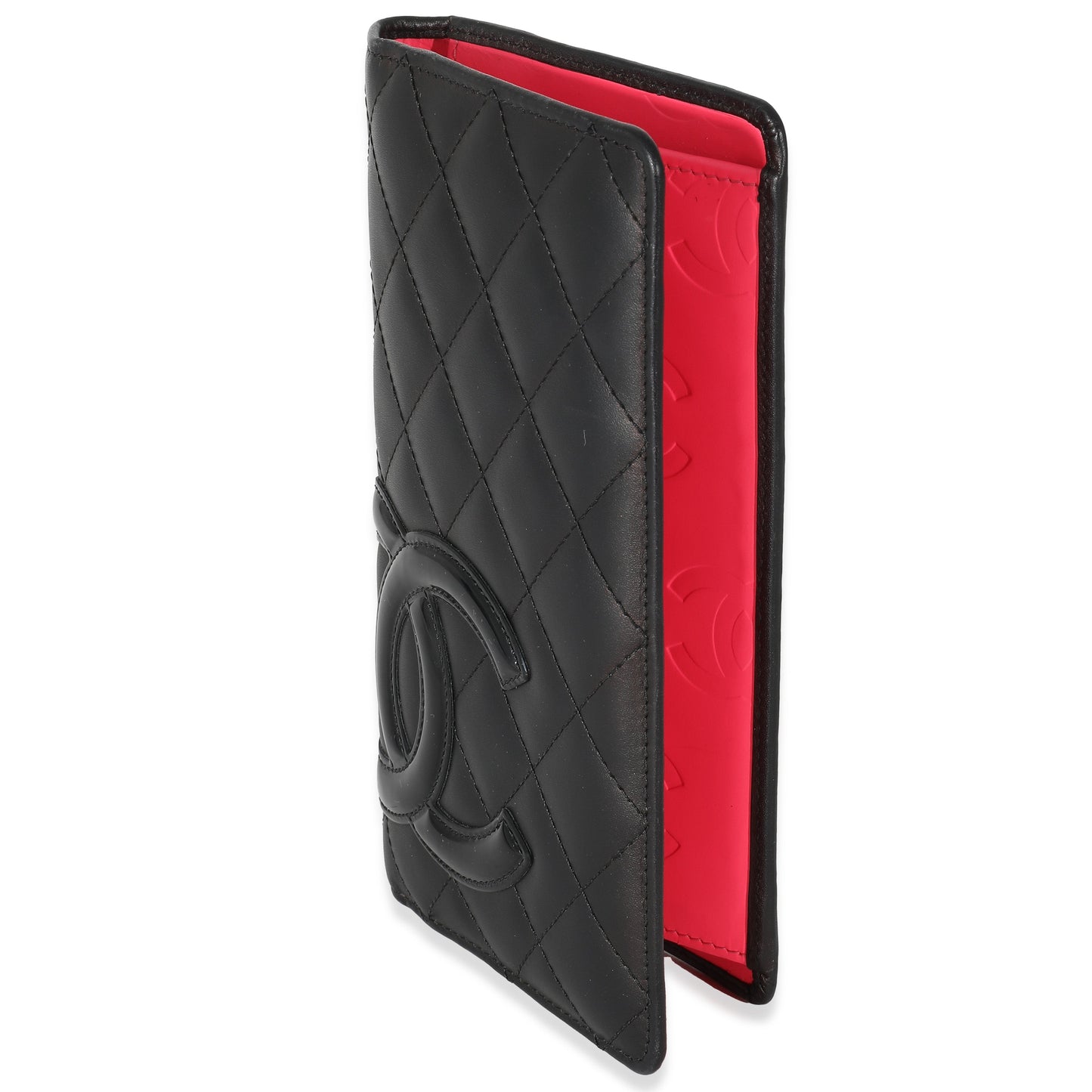 CHANEL - Black Quilted Lambskin Ligne Cambon Vertical Wallet