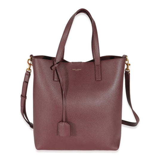 SAINT LAURENT - Burgundy Calfskin Toy N/S Shopping Tote