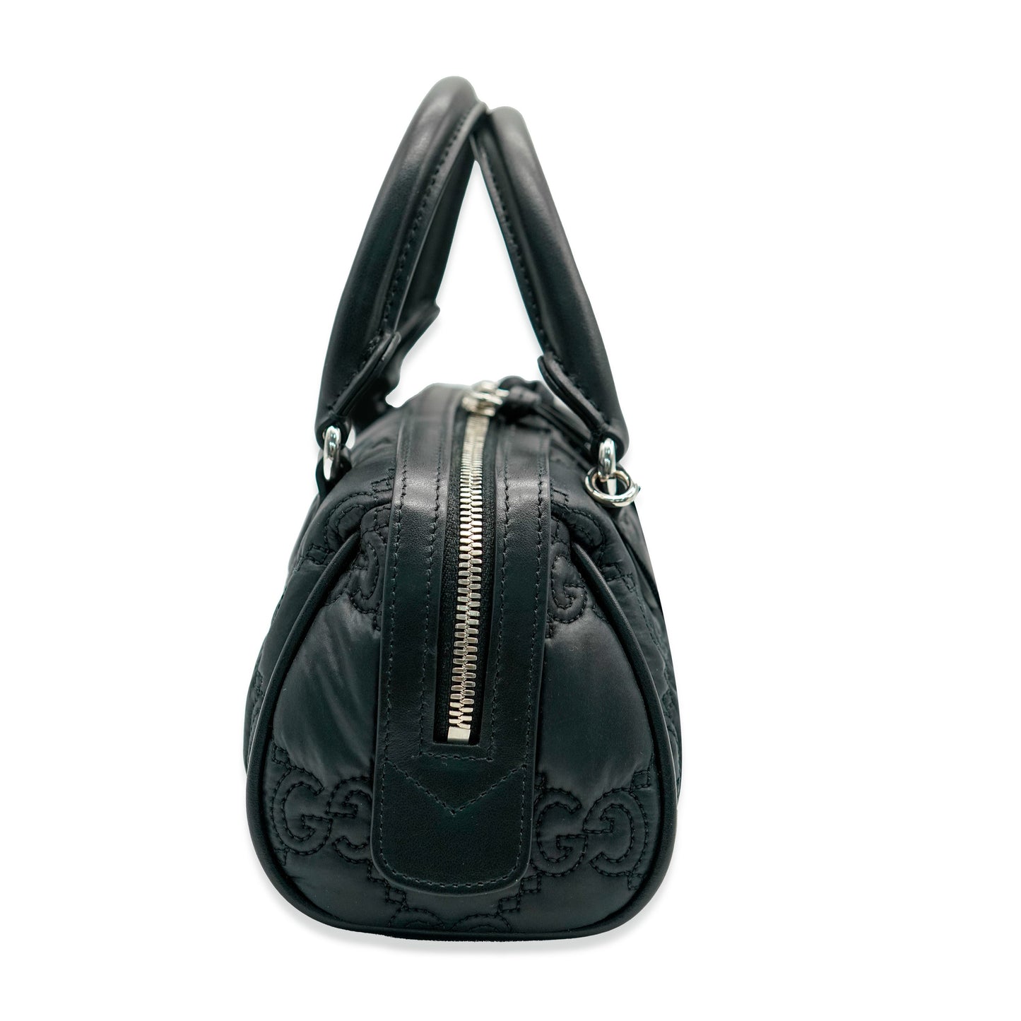 GUCCI - Black Nylon GG Matelassé Mini Bowler Bag