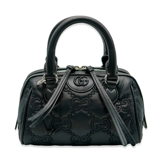 GUCCI - Black Nylon GG Matelassé Mini Bowler Bag