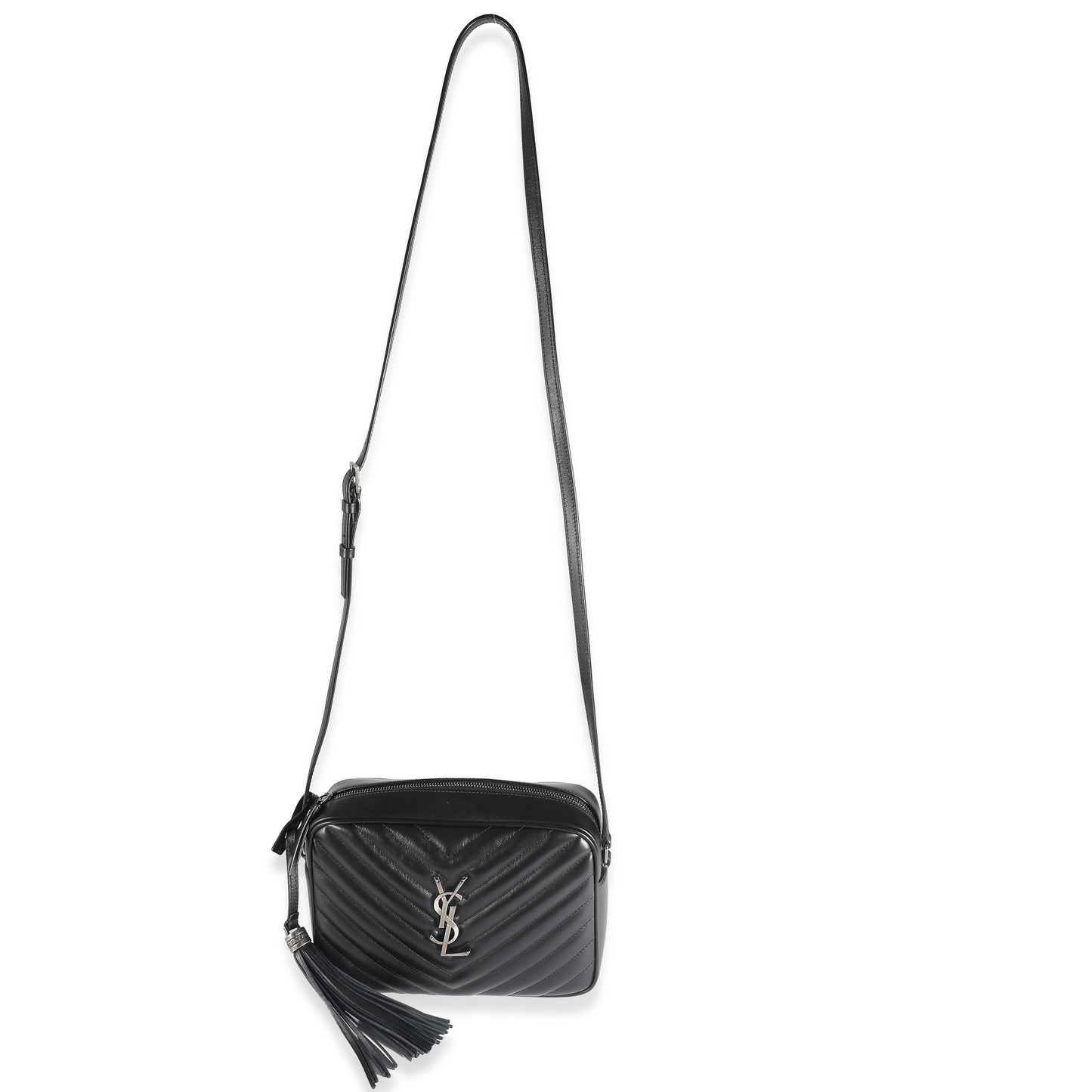 SAINT LAURENT - Black Calfskin Matelasse Monogram Lou Camera Bag