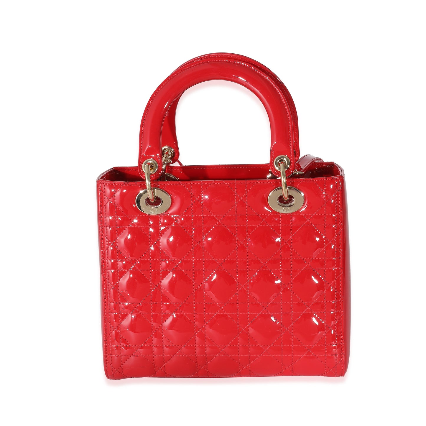 DIOR - Red Patent Cannage Medium Lady Dior