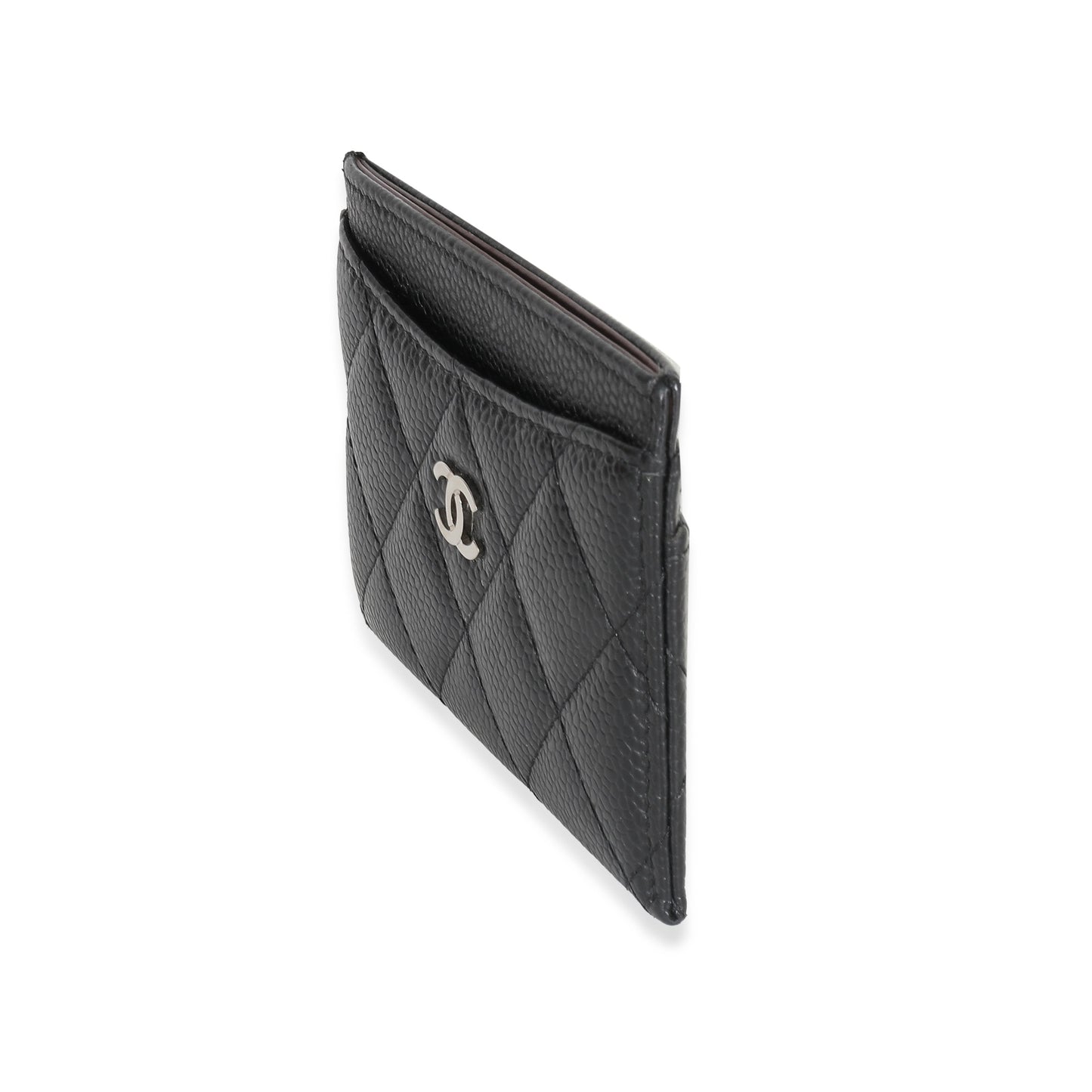 CHANEL - Black Quilted Caviar Classic Card Holder