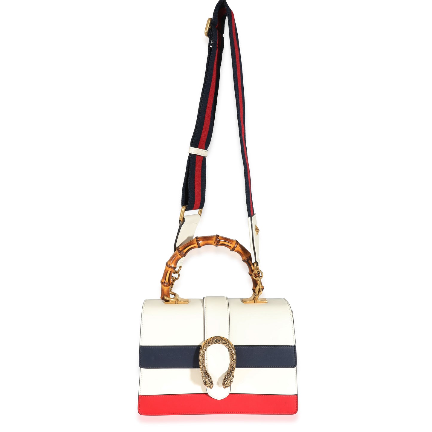 GUCCI - Red White Blue Calfskin Medium Dionysus Bamboo Top Handle